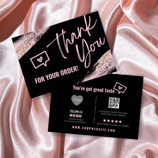 ROSA BUSINESS TACK DU CARD Ro Guld Glitter Kort