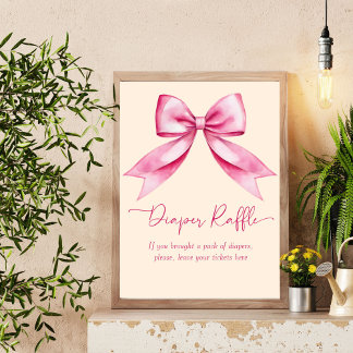 Rosa-buskband för babyduschbletter - raffskylt poster