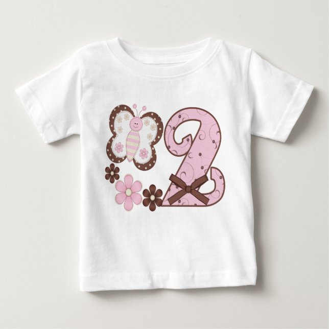 Rosa Butterf2nd Birthday T-shirt (Framsida)