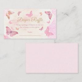 Rosa Butterflies Baby Shower Diaper Raffle Tilläggskort