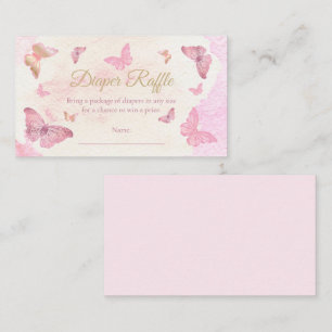 Rosa Butterflies Baby Shower Diaper Raffle Tilläggskort