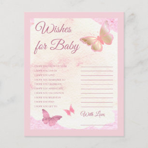 Rosa Butterflies Baby Shower Önskemål för Baby
