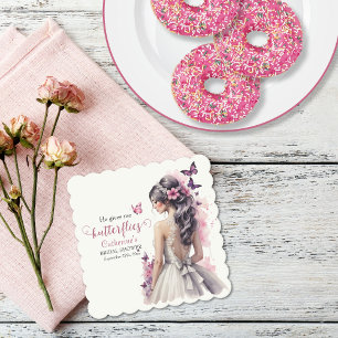 Rosa Butterflies Blommigt Bröllop Gown Möhippa Underlägg Papper