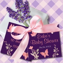 Rosa Butterflies Blommigt Lila Baby Shower