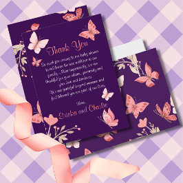 Rosa Butterflies Blommigt Lila Baby Shower Tack Kort