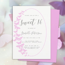 Rosa Butterflies Boho Ram Elegant Chic Sweet 16