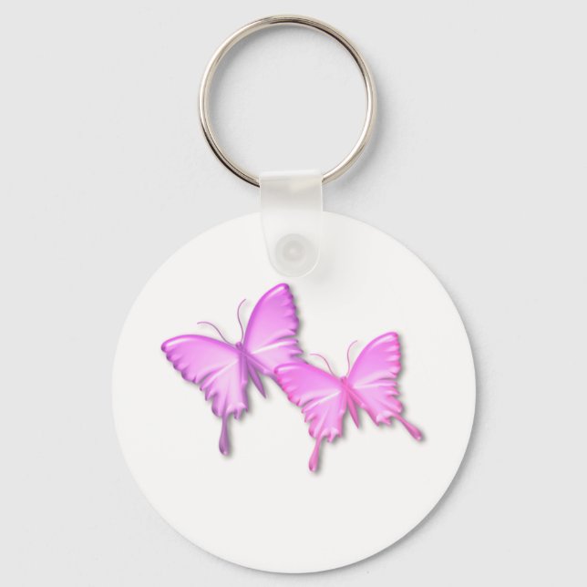 Rosa Butterflies Design Keychain Nyckelring (Framsida)