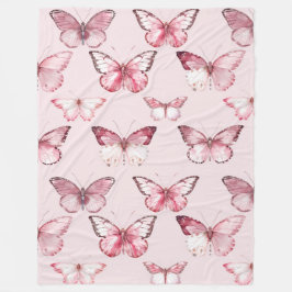 Rosa Butterflies Fleecefilt