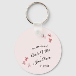 Rosa Butterflies Garden Romantic Simple Bröllop Nyckelring