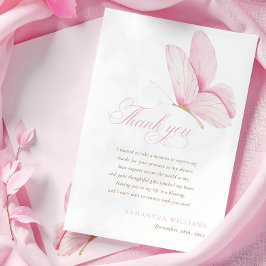 Rosa Butterflies Girl Baby Shower Tack för ditt ko Kort