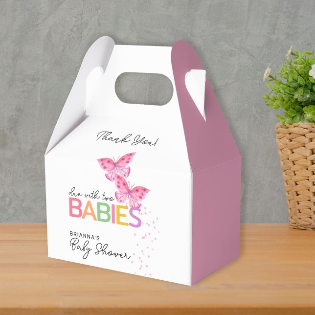 Rosa Butterflies Girl Twillingars Baby Shower Tack Presentaskar (Skapare uppladdad)