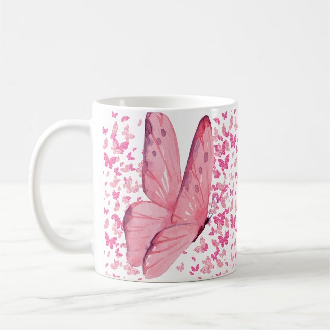 Rosa Butterflies Kaffemugg (Vänster)