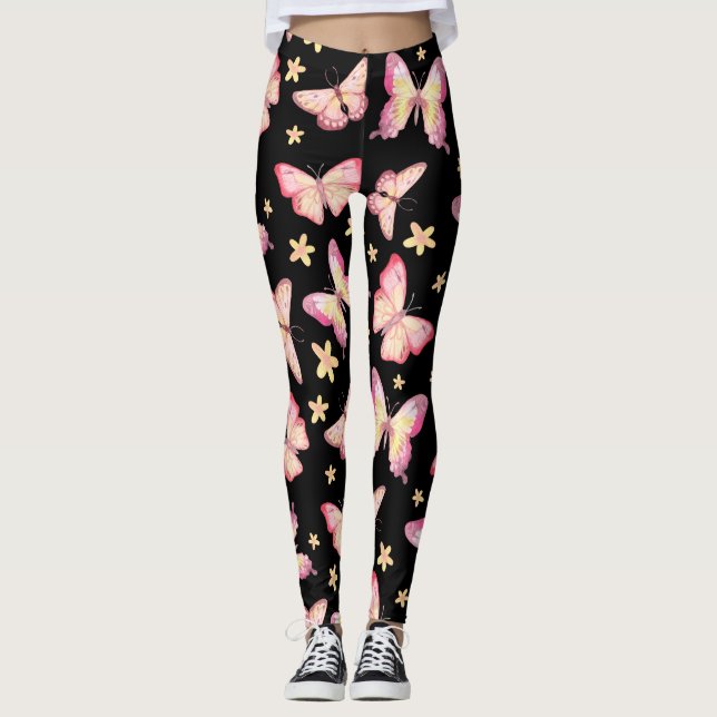 Rosa Butterflies Leggings (Framsida)