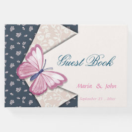rosa butterflies marinblått blommigt gäst bok