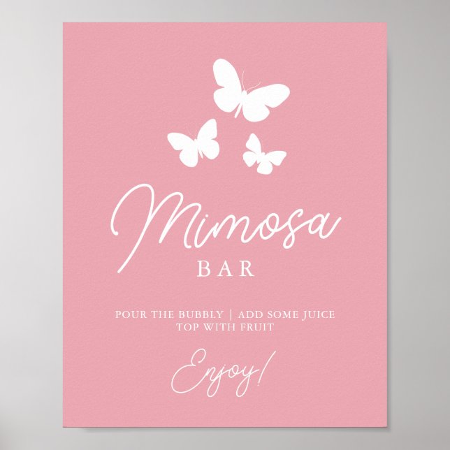Rosa Butterflies Mimosa Pub Möhippa Sign Poster (Framsidan)