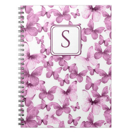 Rosa Butterflies Modern Elegant Anpassningsbar Mon Anteckningsbok
