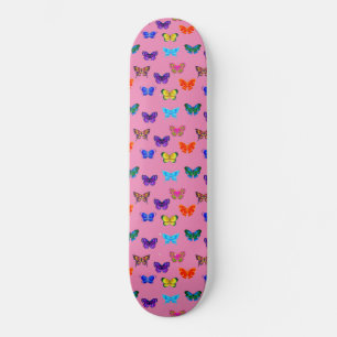 Rosa Butterflies Mönster Mini Skateboard Bräda 18,5 Cm