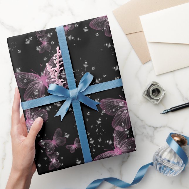 Rosa Butterflies och Bubbles Presentpapper (Gifting)