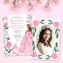 Rosa Butterflies Princess Photo Quinceanera