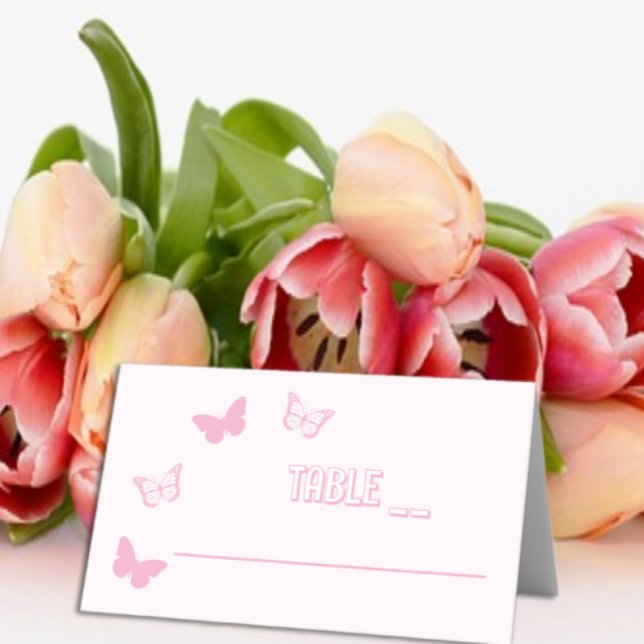 Rosa Butterflies Quinceanera Placeringskort (Skapare uppladdad)