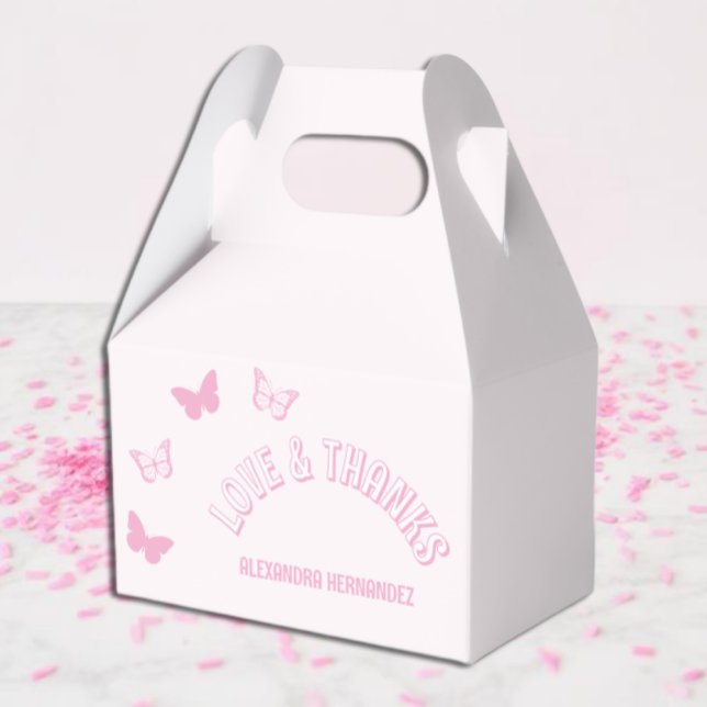 Rosa Butterflies Quinceanera Presentaskar (Skapare uppladdad)