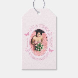 Rosa Butterflies Quinceanera Presentetikett