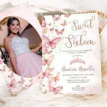 Rosa Butterflies Sweet sixteen 16 Birthday Photo