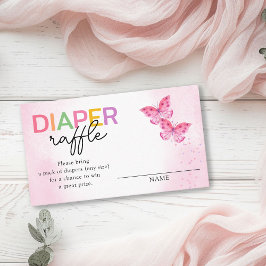 Rosa Butterflies Twillingars Diaper Raffle Baby Sh Tilläggskort