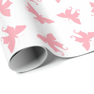 Rosa Butterflies Wrapping Papper Presentpapper