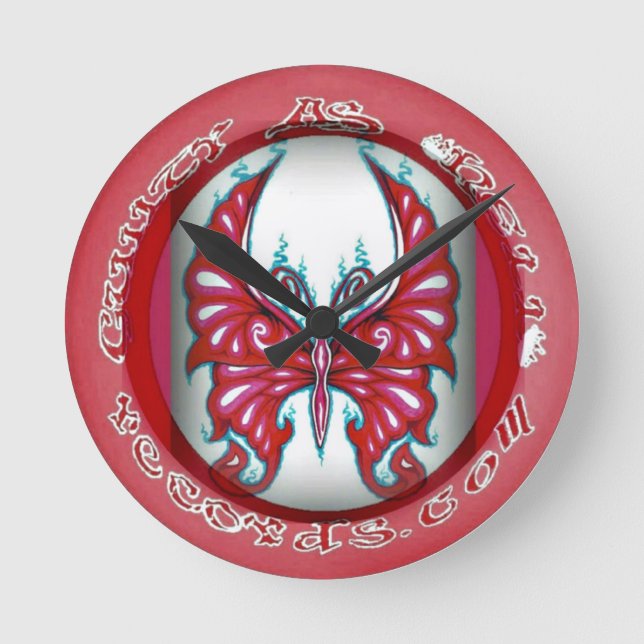 Rosa Butterfly 8-tums rund väggklocka (Framsida)