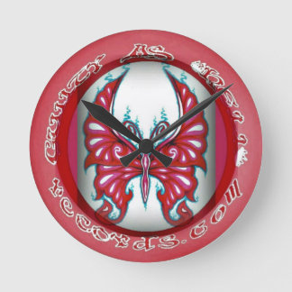 Rosa Butterfly 8-tums rund väggklocka