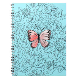 Rosa Butterfly and Ro Art - Anteckningsbok