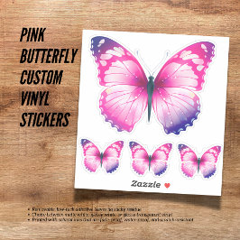 Rosa Butterfly Anpassningsbar Vinyl Sticker Klistermärken