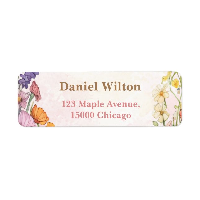 Rosa Butterfly Baby Shower Blommigt Garden Returadress Etikett (Framsidan)