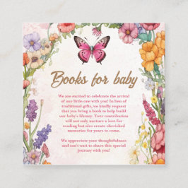 Rosa Butterfly Baby Shower Blommigt Garden Tilläggskort