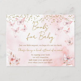 Rosa Butterfly Baby Shower Bokar för Baby Vykort