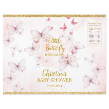 Rosa Butterfly Baby Shower Chip Bag-etiketter