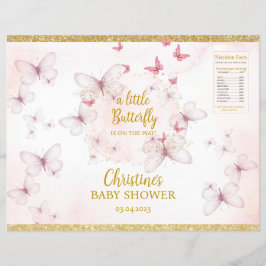 Rosa Butterfly Baby Shower Chip Bag-etiketter Reklamblad