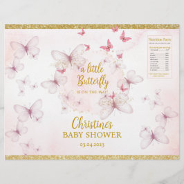 Rosa Butterfly Baby Shower Chip Bag-etiketter Reklamblad