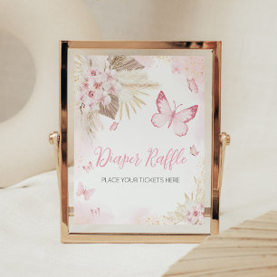 Rosa Butterfly Baby Shower Diaper Raffle Poster