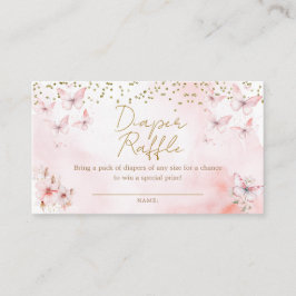 Rosa Butterfly Baby Shower Diaper Raffle Tilläggskort