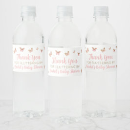Rosa Butterfly Baby Shower Favor Vattenflaska Labs Vattenflaskor Etikett