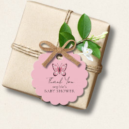 Rosa Butterfly Baby Shower Gåvor Etiketter