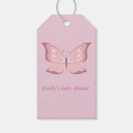 Rosa Butterfly Baby Shower Gift Märkre-Personlig Presentetikett