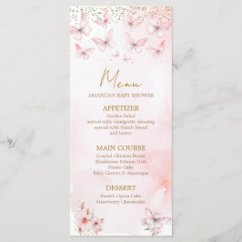 Rosa Butterfly Baby Shower Girl Baby Shower Meny