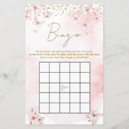 Rosa Butterfly Baby Shower Girl Girl Bingo Game
