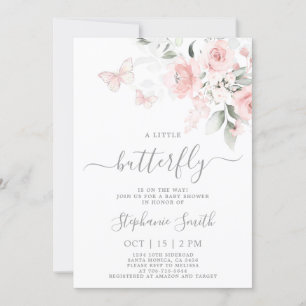 Rosa Butterfly Baby Shower Girl-inbjudan Inbjudningar