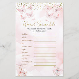 Rosa Butterfly Baby Shower Girl Ord Scramble Game