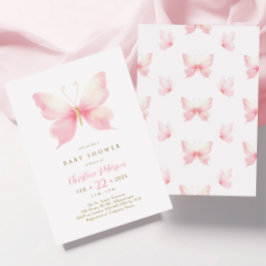  Rosa Butterfly Baby Shower-inbjudan Inbjudningar