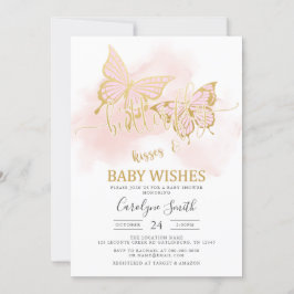Rosa Butterfly Baby Shower Inbjudningar